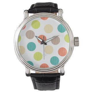 Reloj De Pulsera Mod Dots Mano Dibujo Doodle Círculos Naranjas Verd