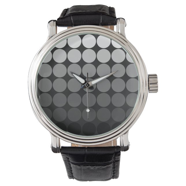 Reloj De Pulsera Mod Pop Dots Círculos de gradiente gris negro (Anverso)