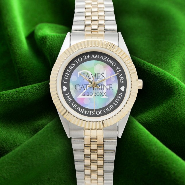 Reloj De Pulsera Moda 14° 24° 34° 43° Aniversario Ópalo Boda (Elegant 24th Opal Wedding Anniversary Wristwatch Cover Photo)