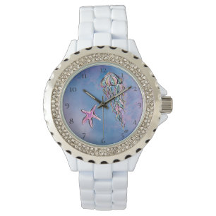 Reloj De Pulsera *~* Moda Acuarela Mar Jelly Fish Star Fish