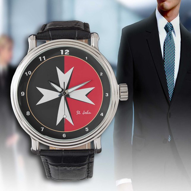 Reloj De Pulsera Moda/caballero de la bandera maltesa blanca de la  (Subido por el creador)