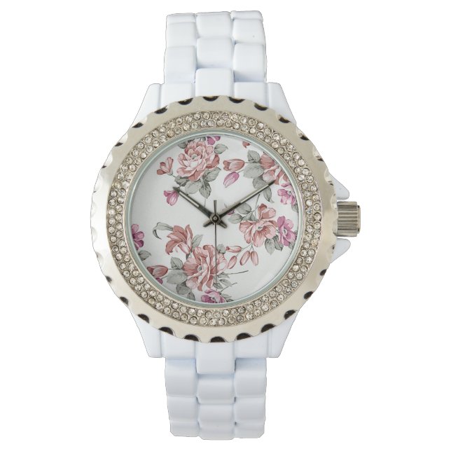 Reloj De Pulsera Moda de época Shabby Girly Flowers (Anverso)