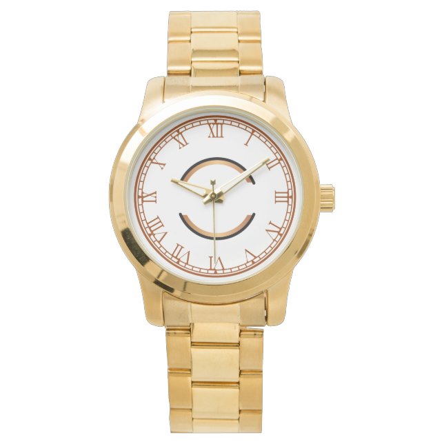 Reloj De Pulsera Moda de monograma Oro sobredimensionado Unisex (Anverso)