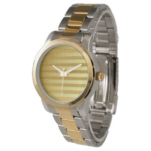 Reloj De Pulsera Moda de monograma Purpurina de oro a rayas masculi