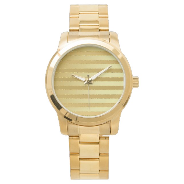 Reloj De Pulsera Moda de monograma Purpurina de oro a rayas masculi (Anverso)