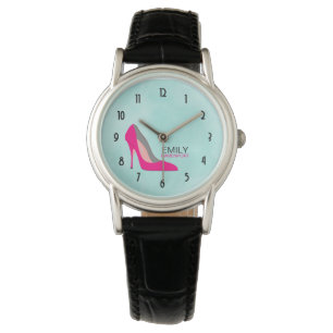 Reloj De Pulsera Moda de zapatos de tacón de tacón de tacón rosado