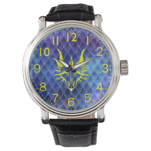 Reloj De Pulsera Moda Dragon Head & Blue Dragon Scales Watch