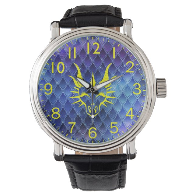 Reloj De Pulsera Moda Dragon Head & Blue Dragon Scales Watch (Anverso)