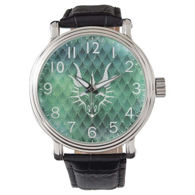 Reloj De Pulsera Moda Dragon Head y Green Dragon Scales Watch (Anverso)