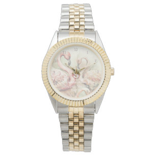 Reloj De Pulsera Moda elegante Monograma Flamingo Personalizado