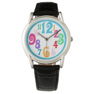 Reloj De Pulsera Moda esporádica colorida Blue Trim Watch Face Núme