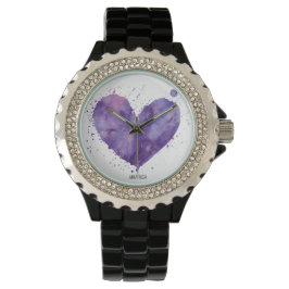 Reloj De Pulsera *~* Moda Girly color de agua púrpura salpicadura c