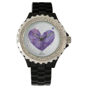 Reloj De Pulsera *~* Moda Girly color de agua púrpura salpicadura c