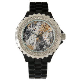 Reloj De Pulsera Moda Peach White Leopard Animal Print