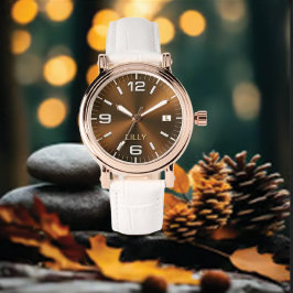 Reloj De Pulsera Moda personalizar Monograma Girly Gold Metalizado