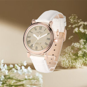 Reloj De Pulsera Moda personalizar Monograma Girly Vintage Gold