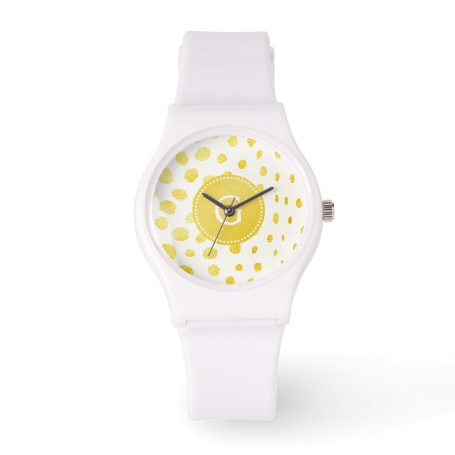 Reloj De Pulsera Moda purpurina de oro falso cheetah impresión mono (Anverso)