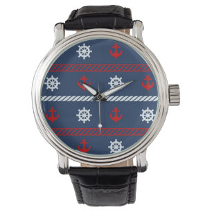 Reloj De Pulsera Modelo blanco y azul rojo del océano