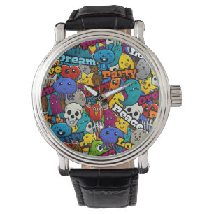 Reloj De Pulsera Modelo colorido de los caracteres de la pintada