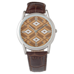 Reloj De Pulsera Modelo de Ikat - Brown, moho y crema