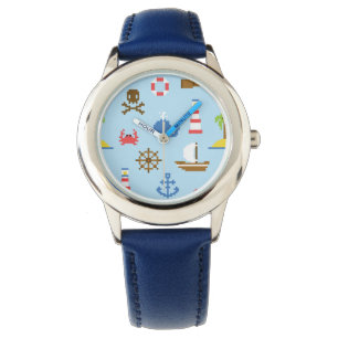 Reloj De Pulsera Modelo del arte del mar del pixel
