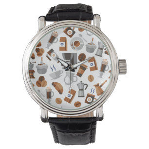 Reloj De Pulsera Modelo del café y del Croissant de Brown