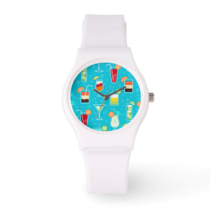 Reloj De Pulsera Modelo del cóctel en fondo verde azulado