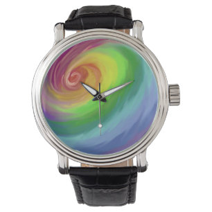 Reloj De Pulsera Modelo del remolino del arco iris de la pintura al