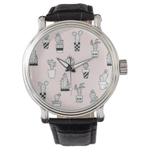 Reloj De Pulsera Modelo dibujado mano linda del cactus