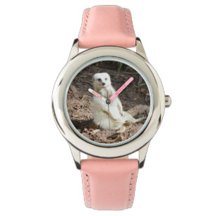 Reloj De Pulsera Modelo en lo salvaje: Meerkat blanco posando para 