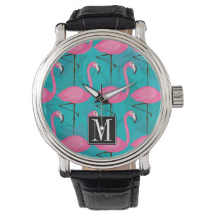 Reloj De Pulsera Modelo Flamingo Brillante   Añadir su inicial