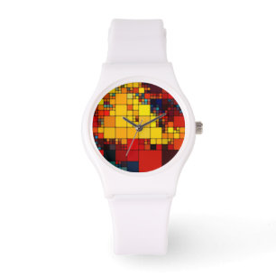 Reloj De Pulsera Modelo geométrico del arco iris vibrante abstract
