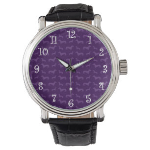 Reloj De Pulsera Modelo púrpura lindo del dachshund