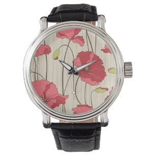 Reloj De Pulsera Modelo retro de las amapolas