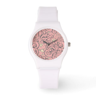 Reloj De Pulsera Modelo romántico con los corazones y los pájaros
