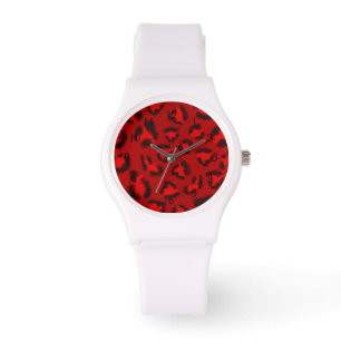 Reloj De Pulsera Modelo rosado de la textura del leopardo