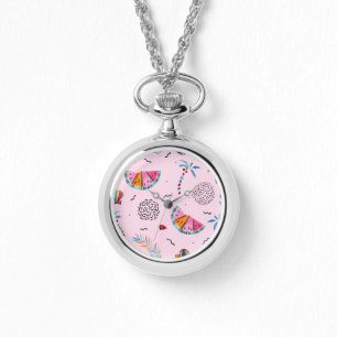 Reloj De Pulsera Modelo rosado tropical del estilo de Memphis