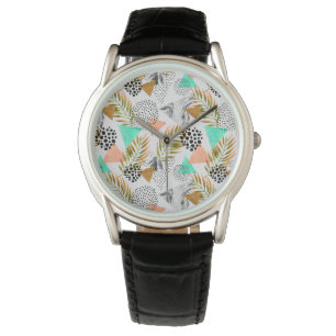 Reloj De Pulsera Modelo tropical geométrico abstracto de la hoja