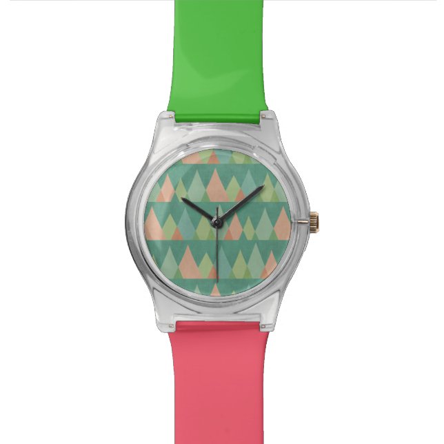 Reloj De Pulsera Modelo verde azulado del triángulo del paso el | (De cerca)