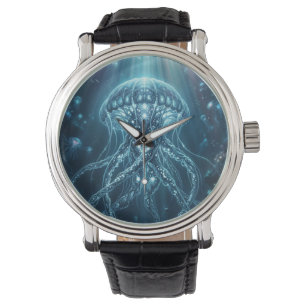 Reloj De Pulsera "Modern Bioluminescent Jellyfish Deep Sea Wall Clo