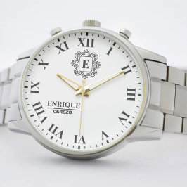 Reloj De Pulsera Modern Black & White Monogram Gift Idea