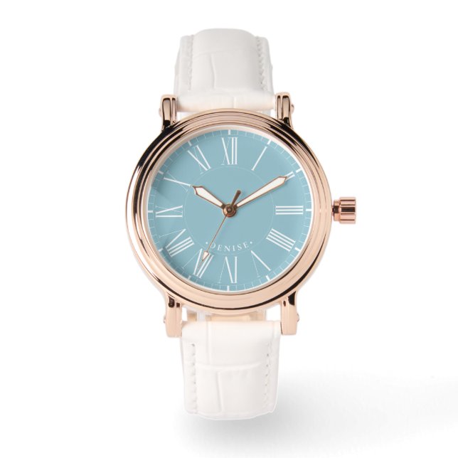 Reloj De Pulsera Modern Cool Chic Stylish Roman Numerals Cerulean (Anverso)