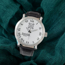 Reloj De Pulsera Modern Elegant Black and White Custom Name