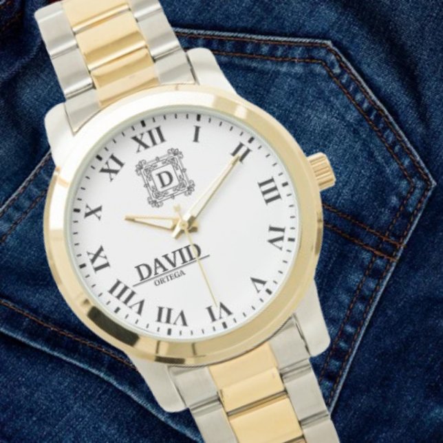 Reloj De Pulsera Modern Elegant Black and White Custom Name (Subido por el creador)