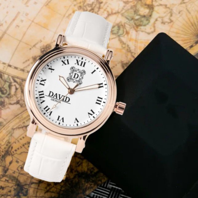 Reloj De Pulsera Modern Elegant Black and White Custom Name (Subido por el creador)