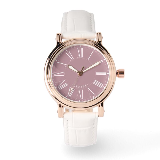 Reloj De Pulsera Modern Elegant Chic Roman Numerals Valentine Pink (Anverso)