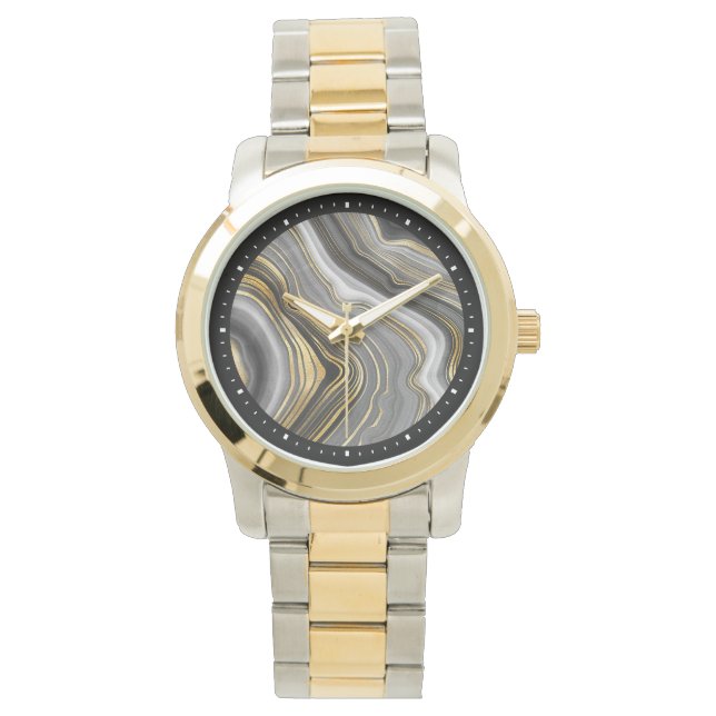 Reloj De Pulsera Modern Gold & Gray Agate Geode Gemstone (Anverso)