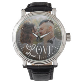Reloj De Pulsera Modern Love Custom Wedding Photo Couples Monogram