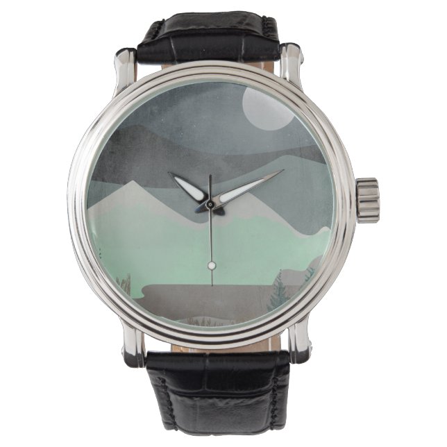 Reloj De Pulsera Modern Moon and Mountains Abstract Landscape Art (Anverso)