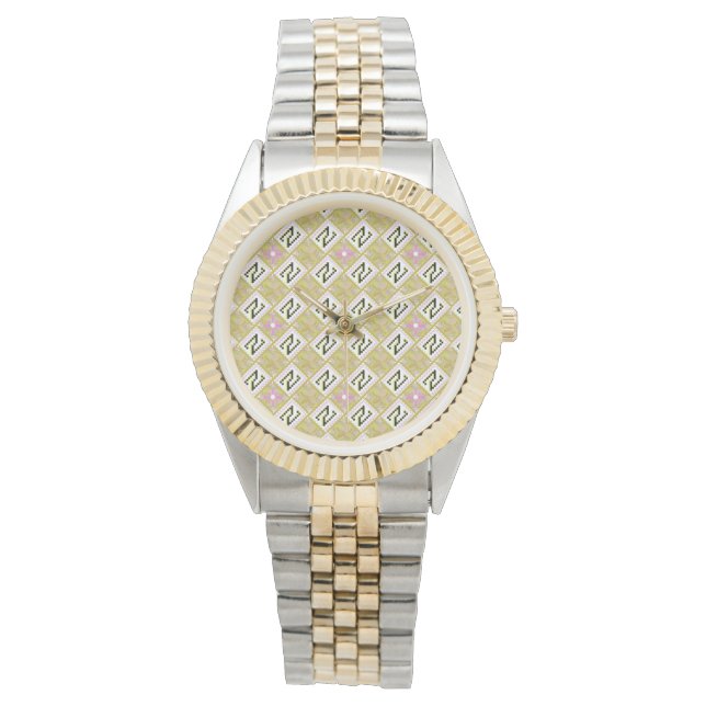 Reloj De Pulsera Modern Olive & Magenta Geometric Tribal Pattern (Anverso)